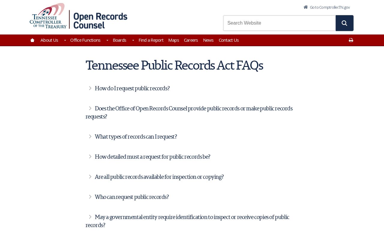 Tennessee Public Records Act information page used for Hancock records-request guidance